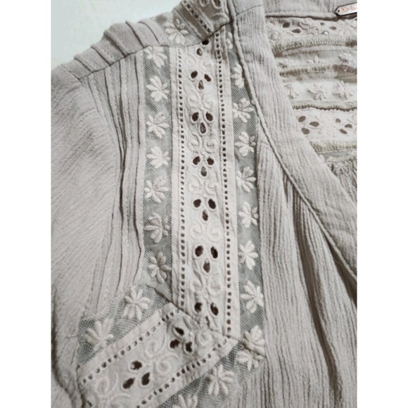 FREE PEOPLE Courtney Victorian Shirt Dress Eyelet Lace High Low Boho Size S - Picture 14 of 14